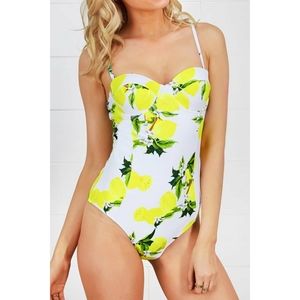 White lemon one piece bathing suit